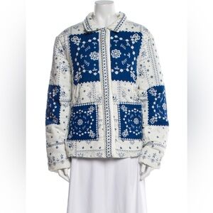 Caroline Constas Navy and Cream Quilted Puff Jacket